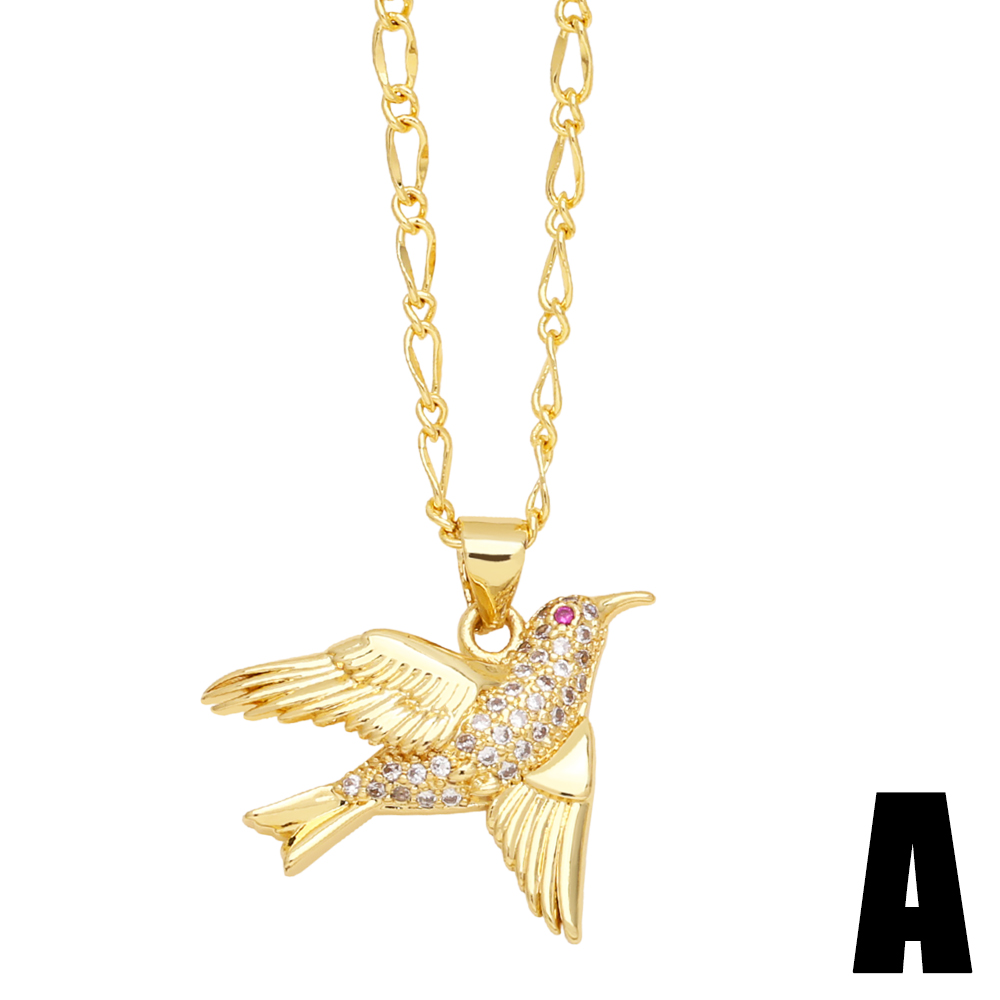 Cute Fashion Simple Style Bird Copper 18k Gold Plated Zircon Necklace In Bulk display picture 3