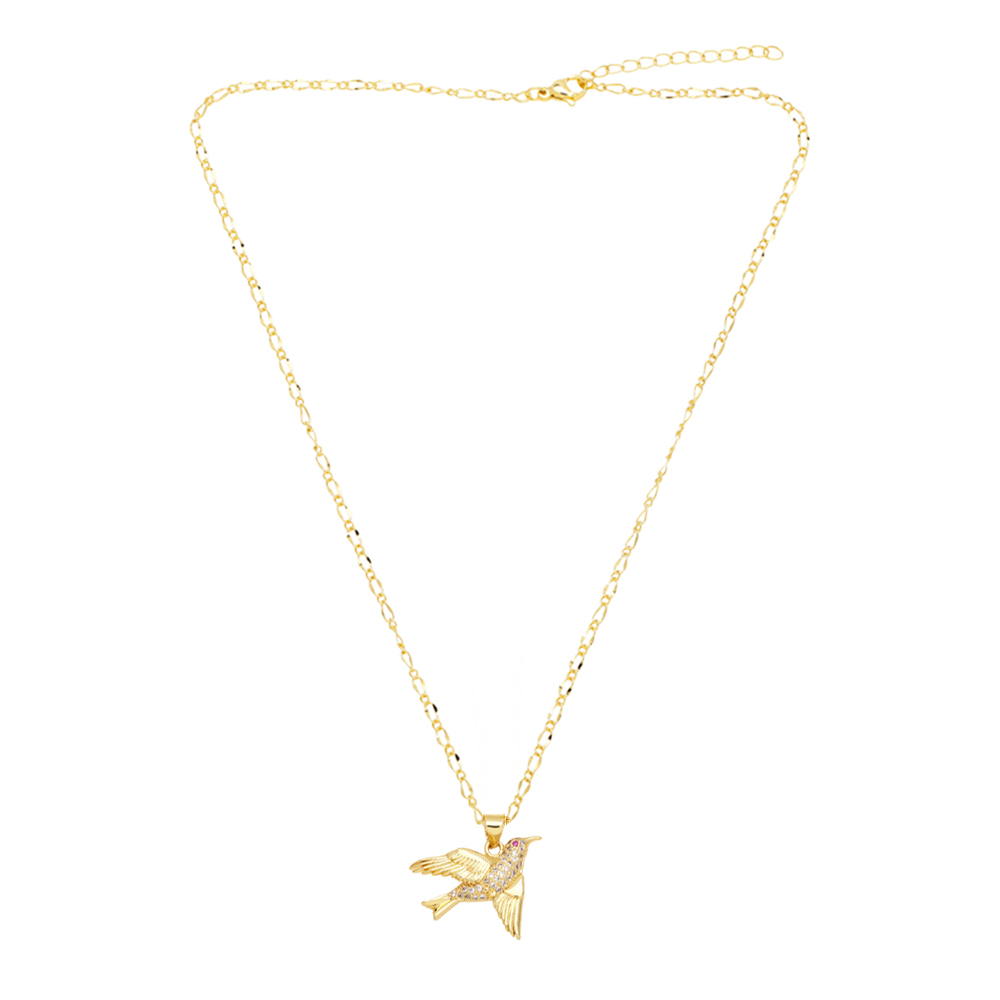 Cute Fashion Simple Style Bird Copper 18k Gold Plated Zircon Necklace In Bulk display picture 6