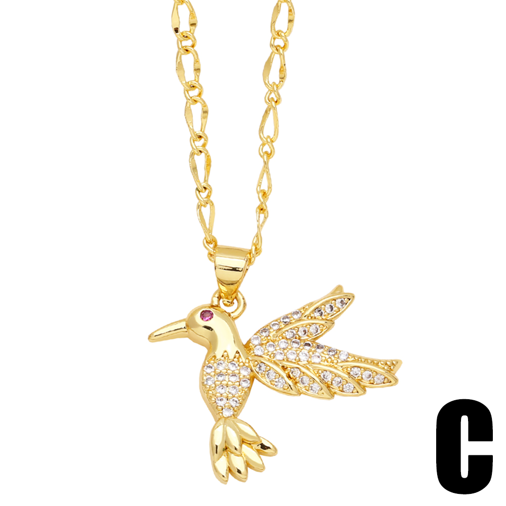 Süß Mode Einfacher Stil Vogel Kupfer 18 Karat Vergoldet Zirkon Halskette In Masse display picture 5