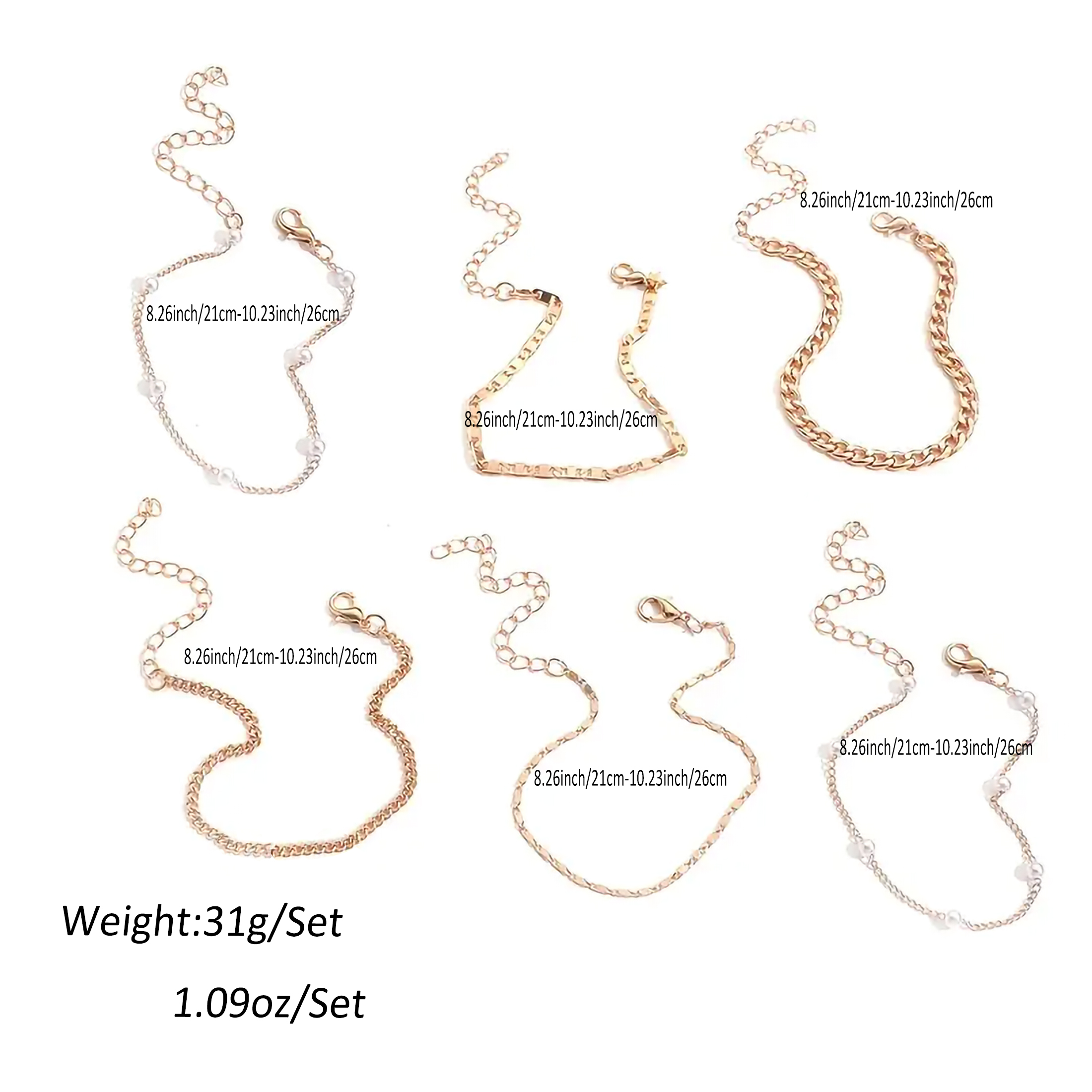 Simple Style Oval Copper Plating Inlay Artificial Pearls 18k Gold Plated Women's Anklet display picture 1