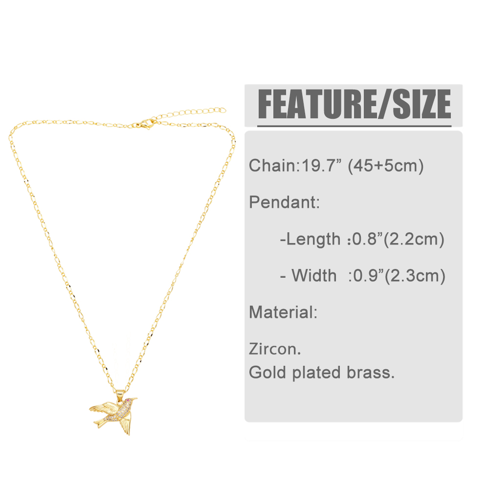 Cute Fashion Simple Style Bird Copper 18k Gold Plated Zircon Necklace In Bulk display picture 1