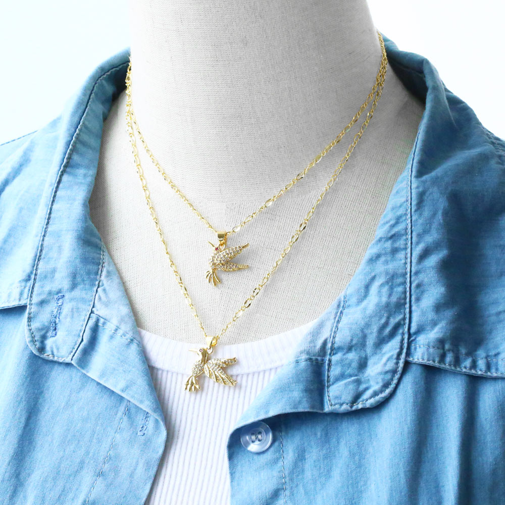 Cute Fashion Simple Style Bird Copper 18k Gold Plated Zircon Necklace In Bulk display picture 8