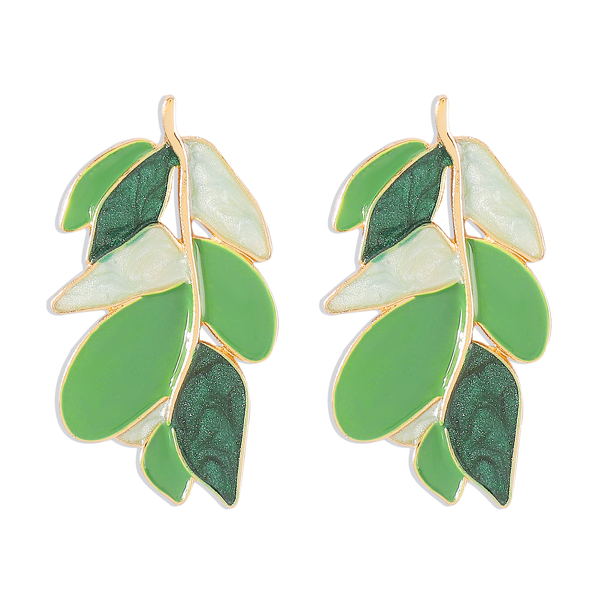 1 Pair Streetwear Leaf Irregular Layered Enamel Alloy Ear Studs display picture 4