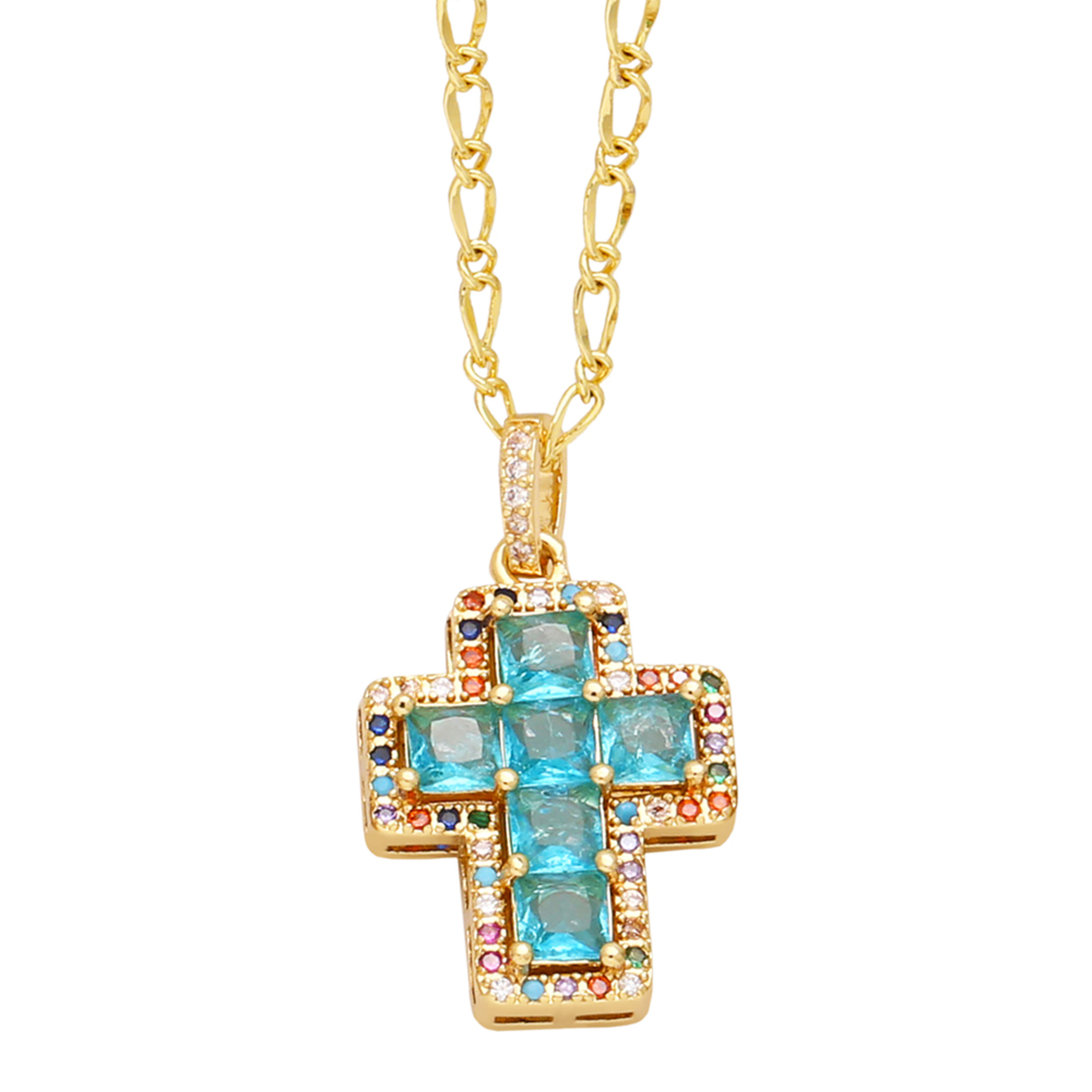 Simple Style Cross Copper 18k Gold Plated Zircon Pendant Necklace In Bulk display picture 4