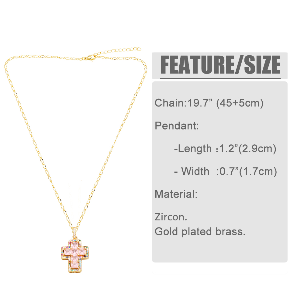 Simple Style Cross Copper 18k Gold Plated Zircon Pendant Necklace In Bulk display picture 1