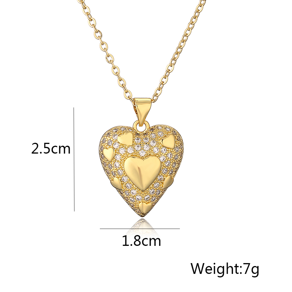 Simple Style Heart Shape Copper 18k Gold Plated Zircon Pendant Necklace In Bulk display picture 1