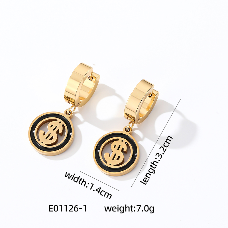 1 Pair Simple Style Heart Shape Butterfly Enamel 304 Stainless Steel K Gold Plated Drop Earrings display picture 1