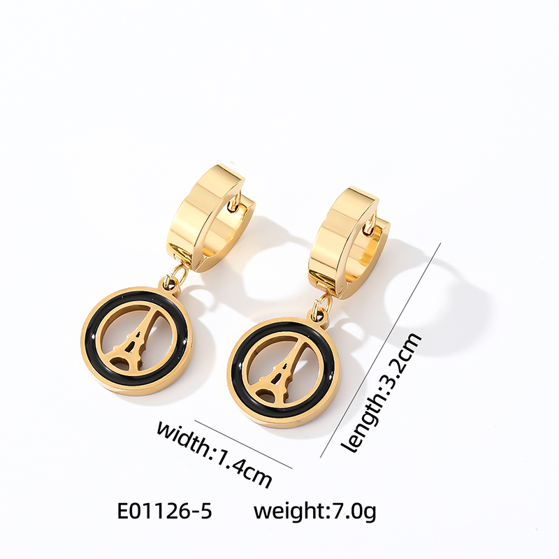 1 Pair Simple Style Heart Shape Butterfly Enamel 304 Stainless Steel K Gold Plated Drop Earrings display picture 5