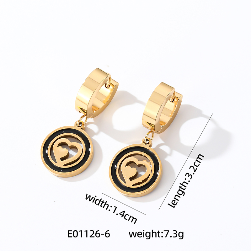 1 Pair Simple Style Heart Shape Butterfly Enamel 304 Stainless Steel K Gold Plated Drop Earrings display picture 6