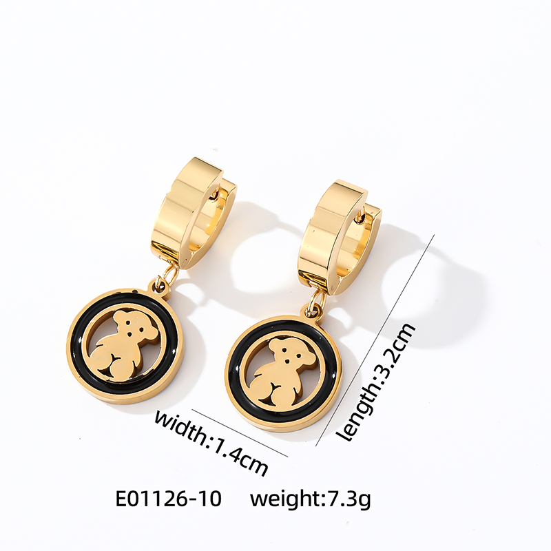 1 Pair Simple Style Heart Shape Butterfly Enamel 304 Stainless Steel K Gold Plated Drop Earrings display picture 11