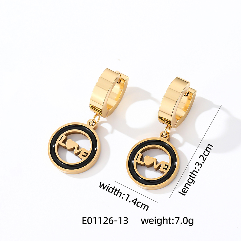 1 Pair Simple Style Heart Shape Butterfly Enamel 304 Stainless Steel K Gold Plated Drop Earrings display picture 14