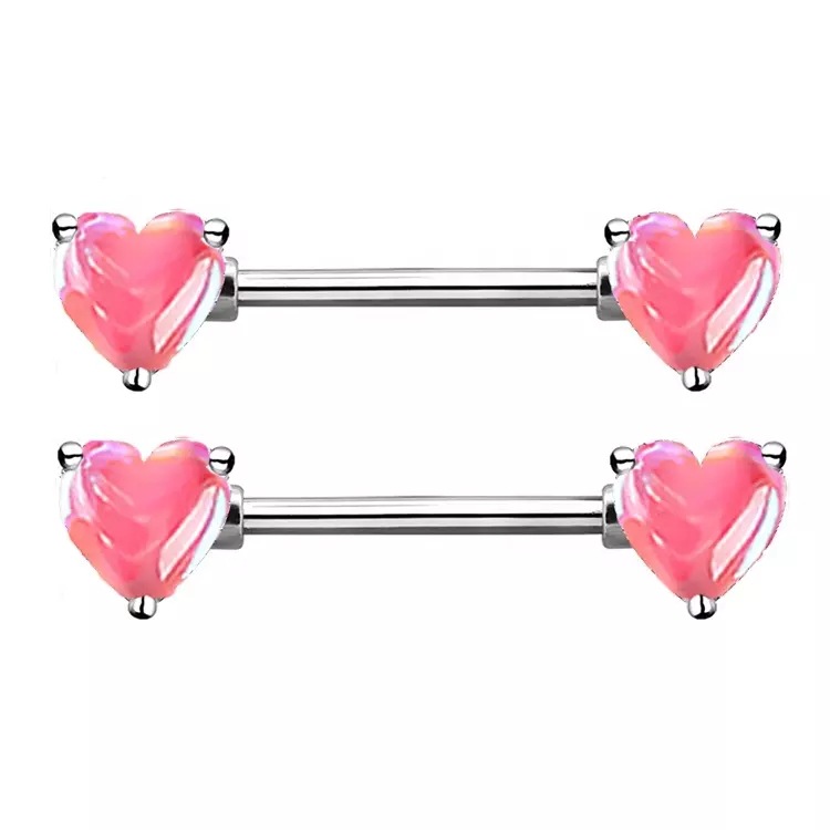 1 Piece Nipple Rings & Studs Sexy Heart Shape 316 Stainless Steel  Alloy Plating Inlay Acrylic White Gold Plated Nipple Rings & Studs display picture 4