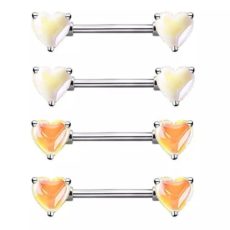 1 Piece Nipple Rings & Studs Sexy Heart Shape 316 Stainless Steel  Alloy Plating Inlay Acrylic White Gold Plated Nipple Rings & Studs display picture 5