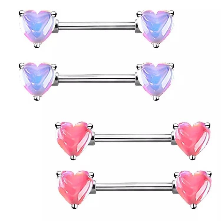 1 Piece Nipple Rings & Studs Sexy Heart Shape 316 Stainless Steel  Alloy Plating Inlay Acrylic White Gold Plated Nipple Rings & Studs display picture 6