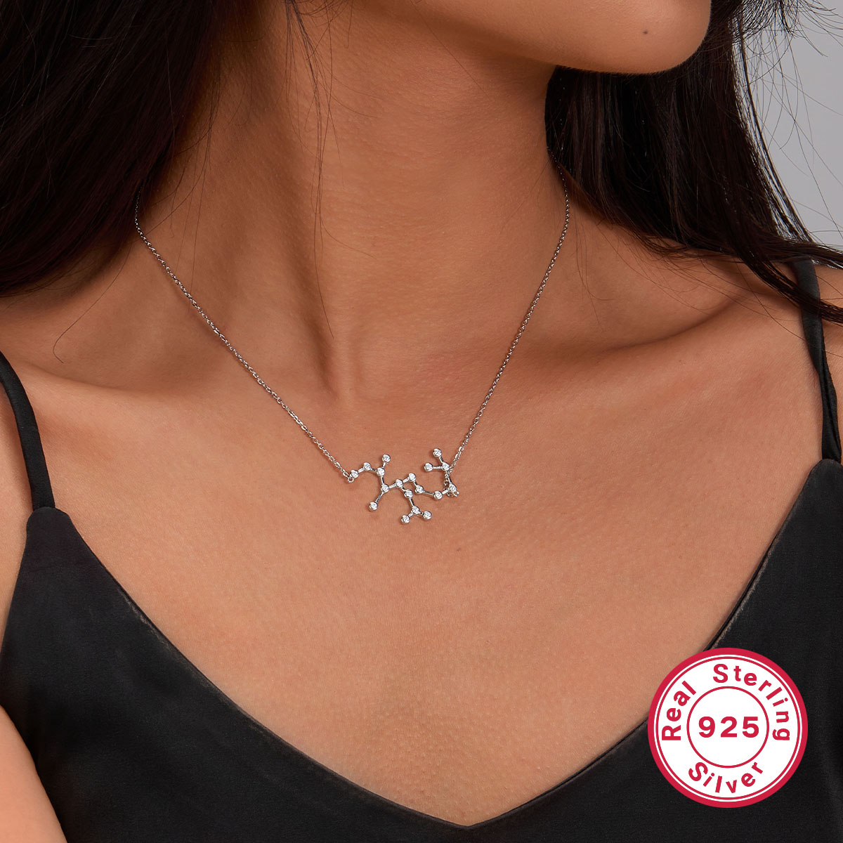 Style Simple Constellation Argent Sterling Placage Incruster Zircon Or Blanc Plaqué Pendentif display picture 19