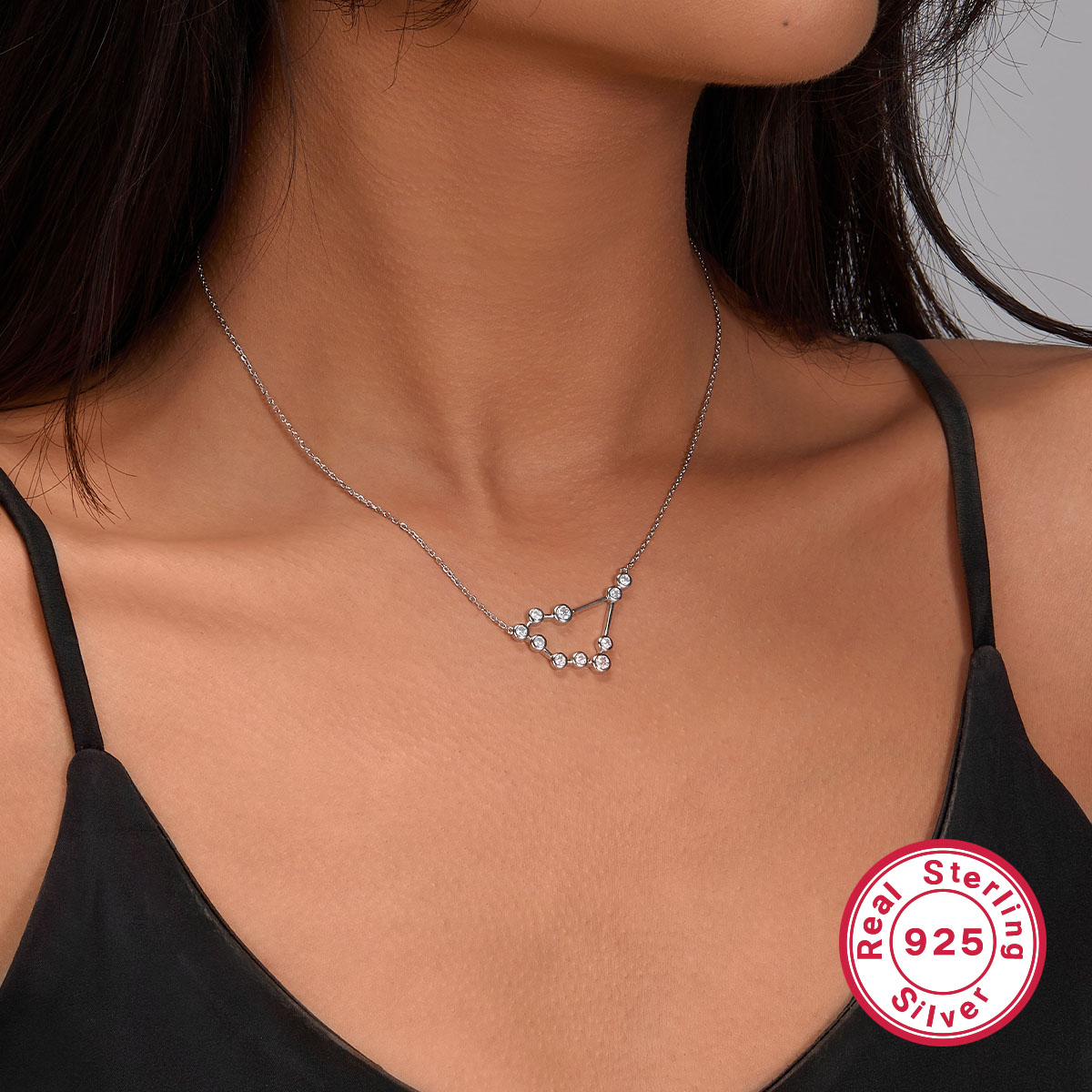 Style Simple Constellation Argent Sterling Placage Incruster Zircon Or Blanc Plaqué Pendentif display picture 1