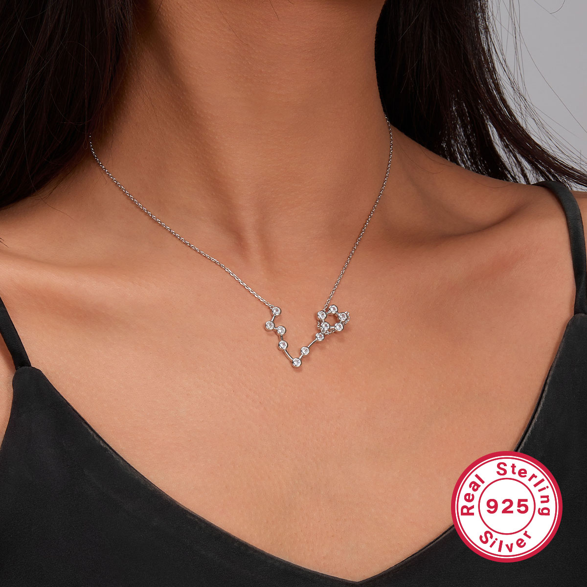 Style Simple Constellation Argent Sterling Placage Incruster Zircon Or Blanc Plaqué Pendentif display picture 23