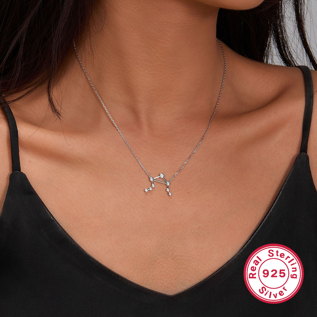 Style Simple Constellation Argent Sterling Placage Incruster Zircon Or Blanc Plaqué Pendentif display picture 4