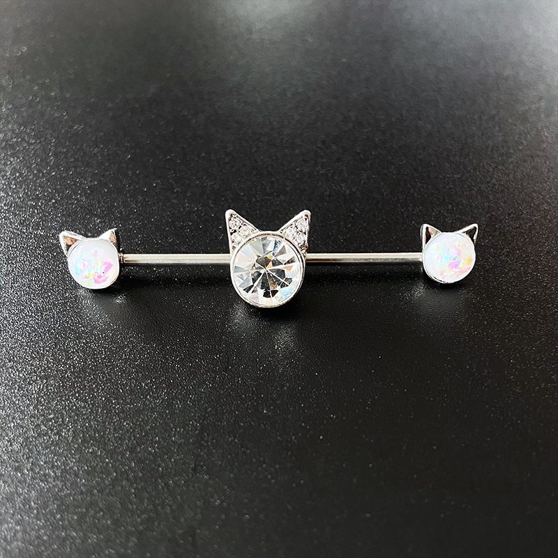 1 Piece Elegant Cat Plating Inlay Stainless Steel Opal Zircon White Gold Plated Ear Studs display picture 4