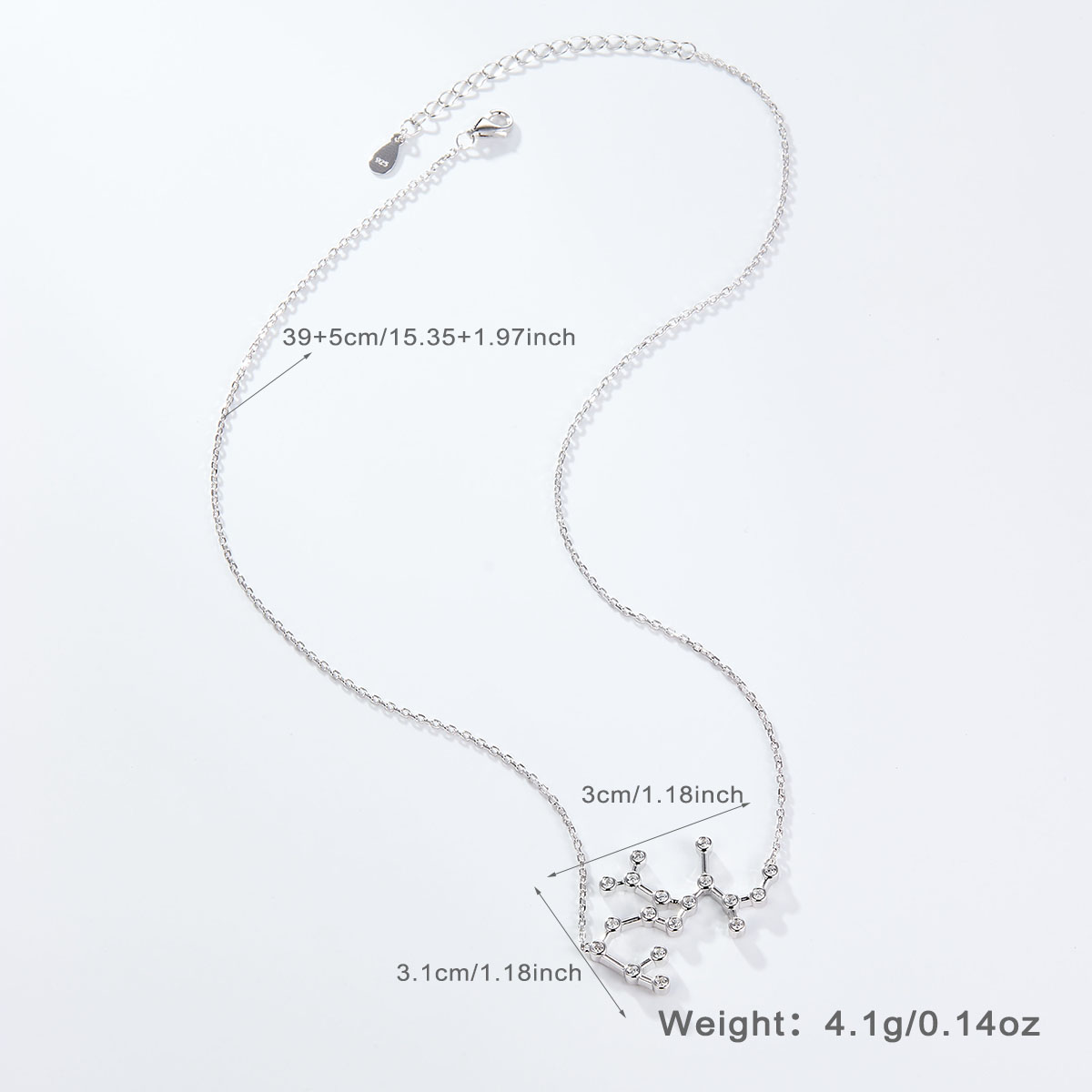 Simple Style Constellation Sterling Silver Plating Inlay Zircon White Gold Plated Pendant Necklace display picture 5