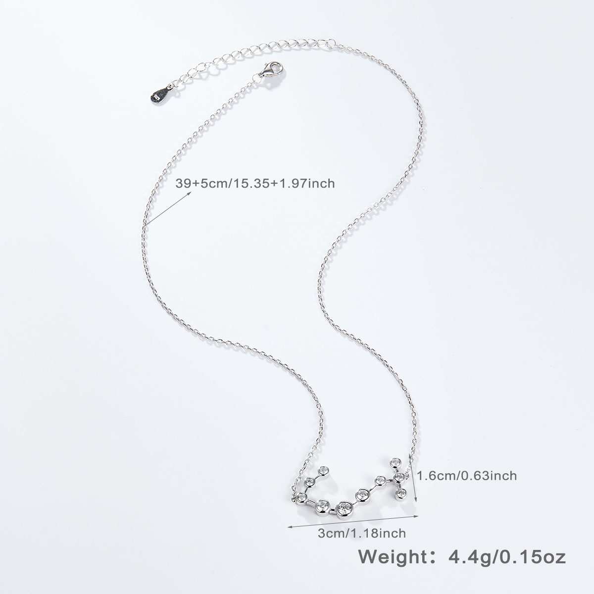 Simple Style Constellation Sterling Silver Plating Inlay Zircon White Gold Plated Pendant Necklace display picture 13