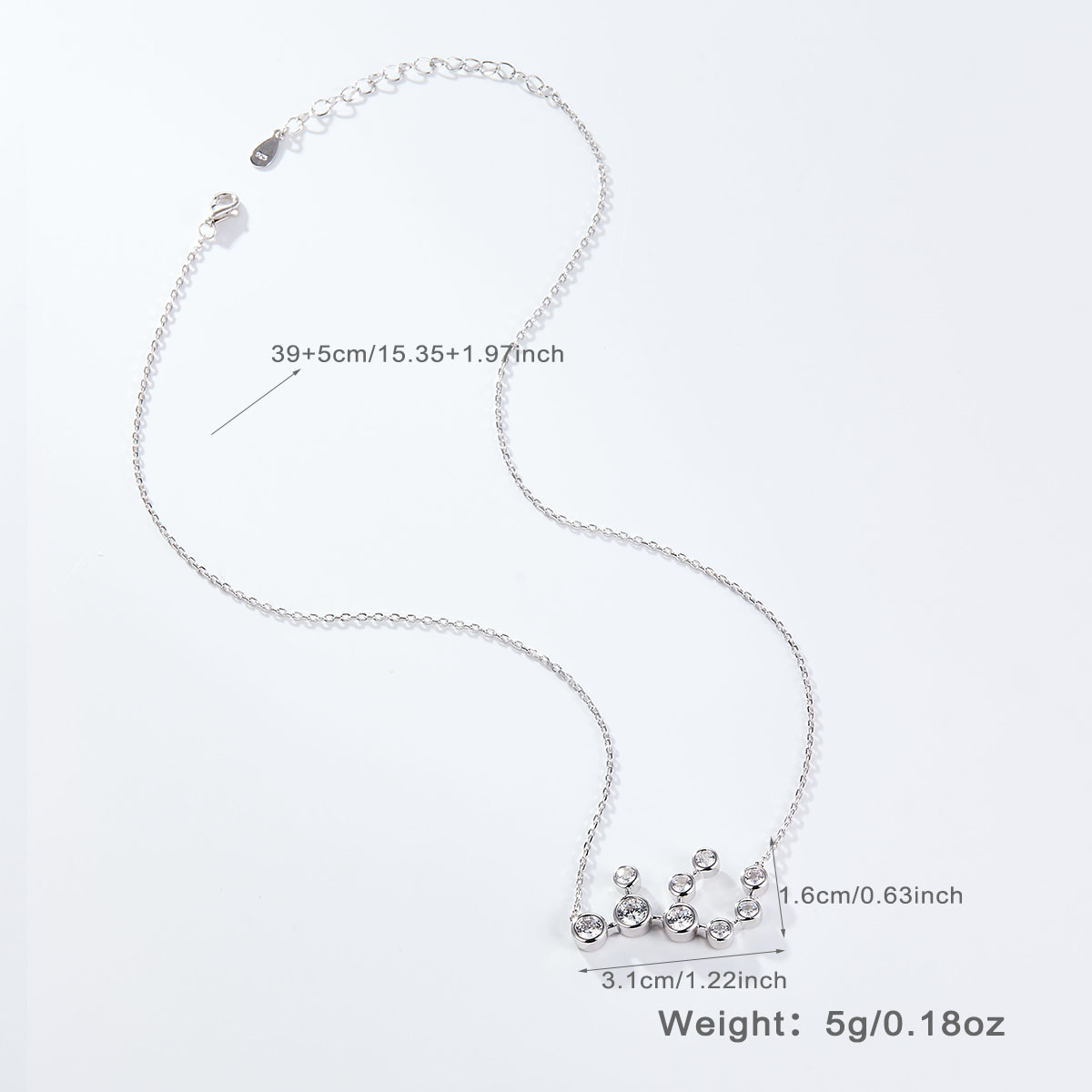 Simple Style Constellation Sterling Silver Plating Inlay Zircon White Gold Plated Pendant Necklace display picture 10