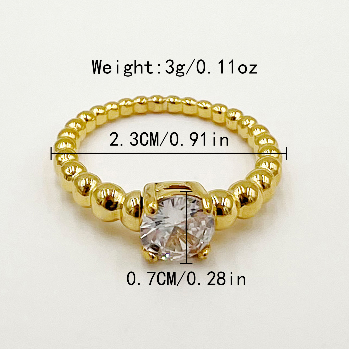 304 Stainless Steel 14K Gold Plated Retro Plating Inlay Solid Color Zircon Rings display picture 2
