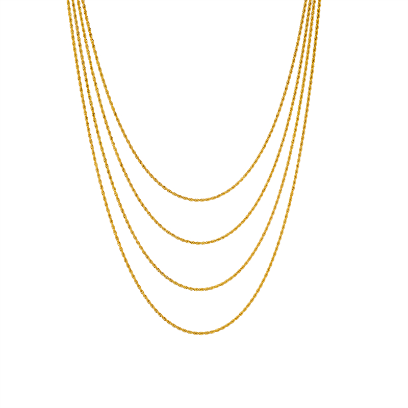 304 Stainless Steel 18K Gold Plated Vintage Style Layered Solid Color Layered Necklaces display picture 1
