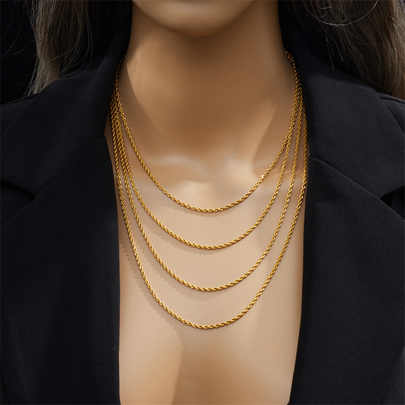 304 Stainless Steel 18K Gold Plated Vintage Style Layered Solid Color Layered Necklaces display picture 6
