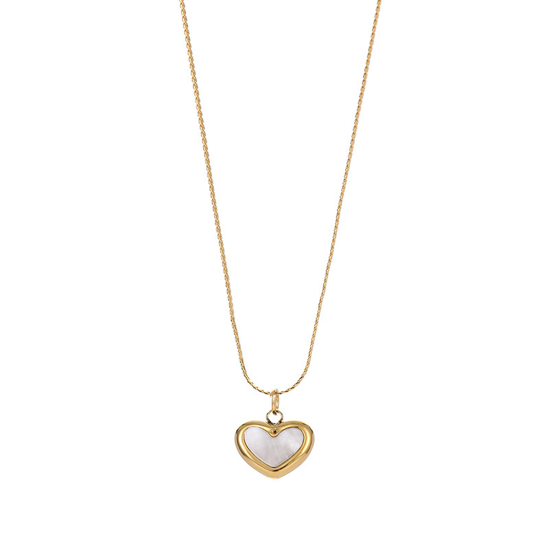 304 Stainless Steel 18K Gold Plated Simple Style Plating Heart Shape Acrylic Pendant Necklace display picture 5