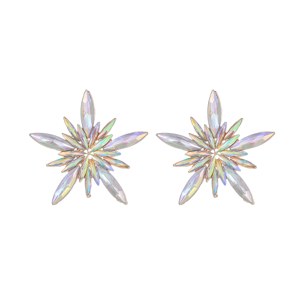 1 Pair Luxurious Shiny Pentagram Inlay Arylic Alloy Artificial Gemstones Ear Studs display picture 10