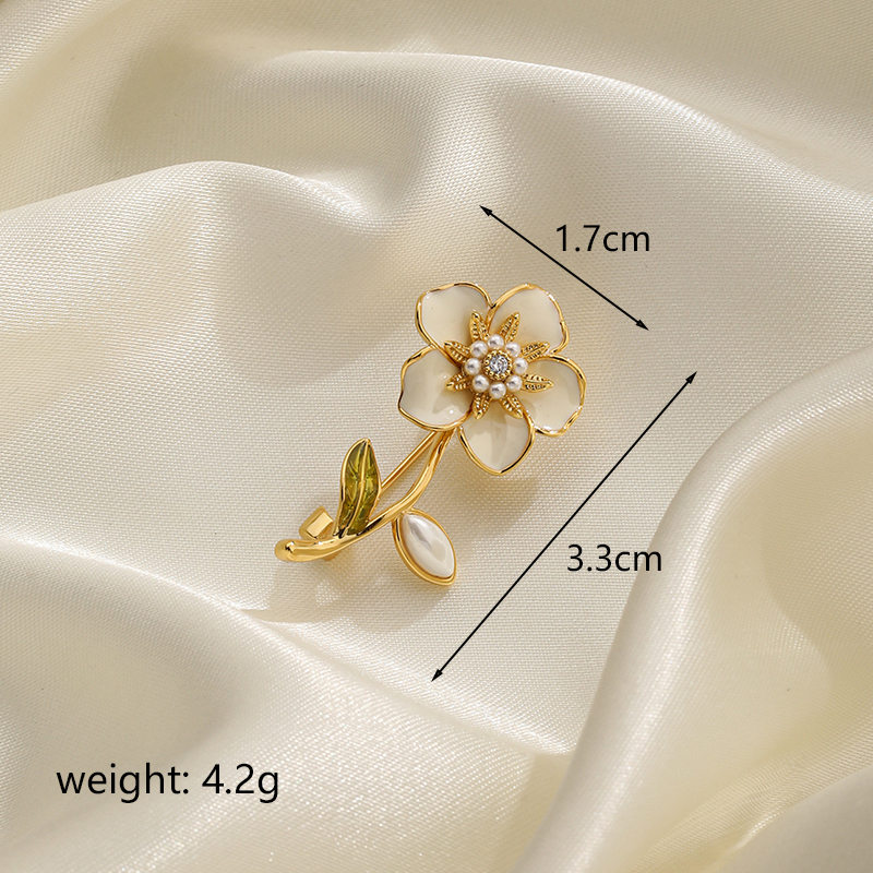 Vintage Style Roman Style Flower Copper Plating Inlay Pearl Women's Brooches 1 Piece display picture 3