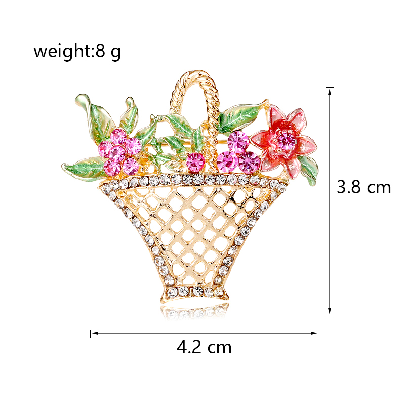 Lady Vacation Sweet Flower Basket Alloy Inlay Rhinestones Women's Brooches display picture 1