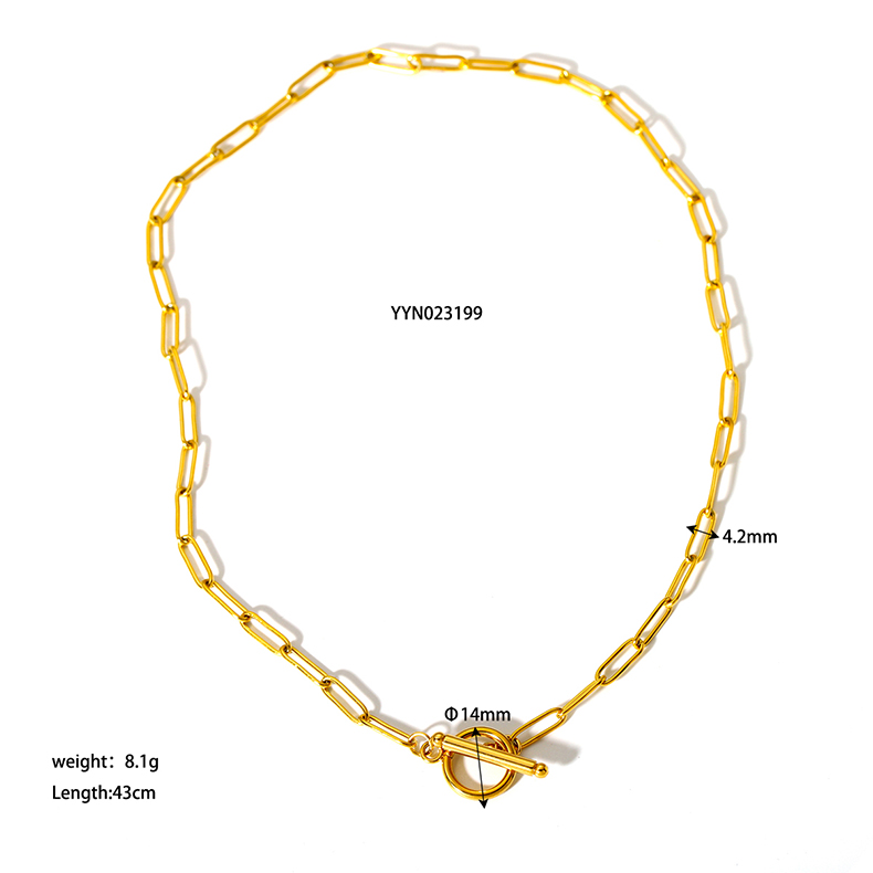 201 Stainless Steel 18K Gold Plated Nordic Style Basic Classic Style Plating Geometric Necklace display picture 1