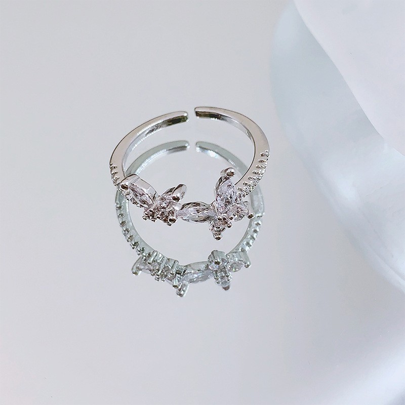 Simple Style Shiny Butterfly Zircon Alloy Wholesale Open Rings display picture 1