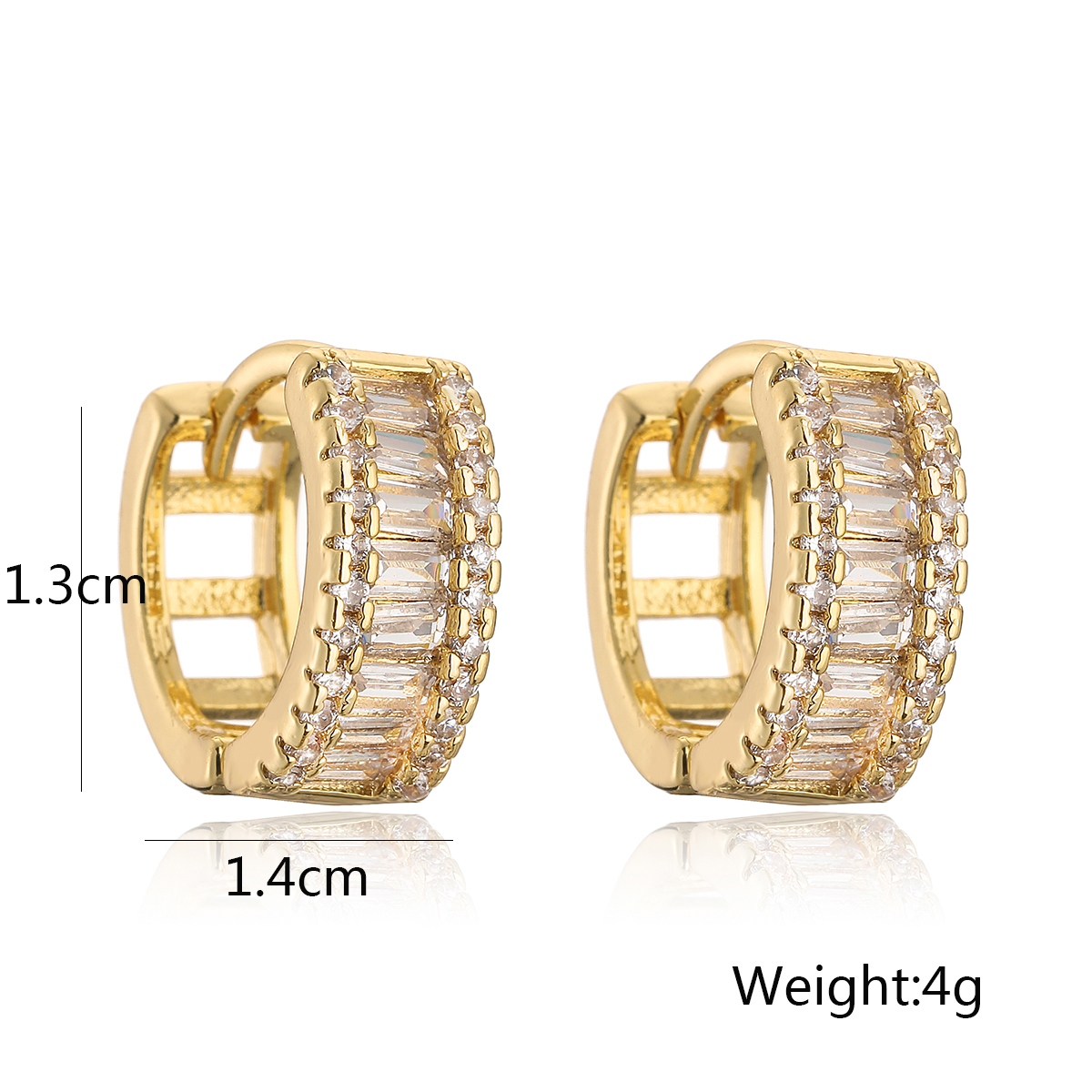 1 Piece Basic Simple Style Geometric Plating Inlay Copper Zircon 18k Gold Plated Hoop Earrings display picture 1