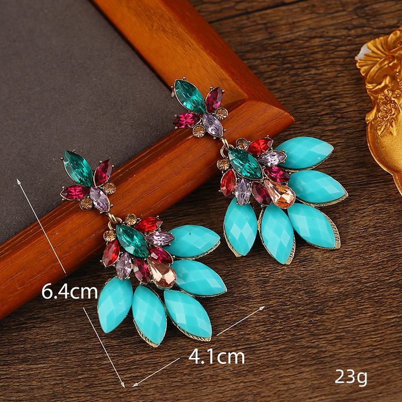 1 Pair Retro Vacation Ethnic Style Peacock Inlay Alloy Zircon Drop Earrings display picture 1