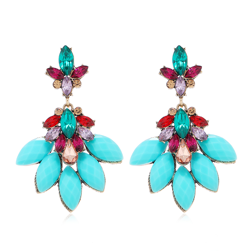1 Pair Retro Vacation Ethnic Style Peacock Inlay Alloy Zircon Drop Earrings display picture 2