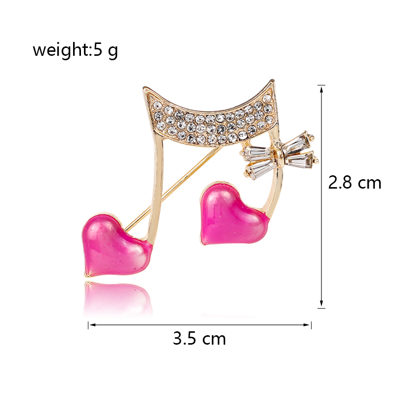 Elegant Sweet Heart Shape Notes Alloy Inlay Rhinestones Women's Brooches display picture 1