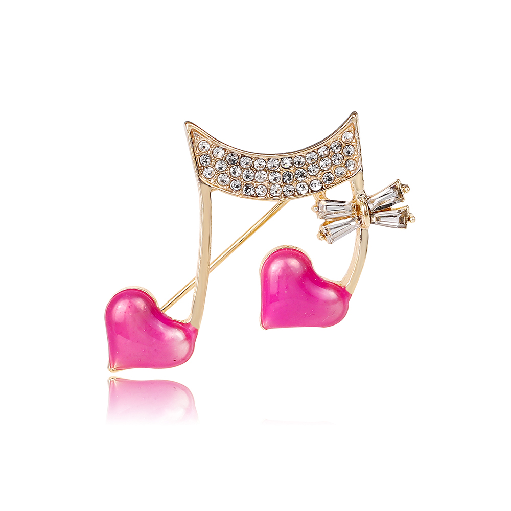 Elegant Sweet Heart Shape Notes Alloy Inlay Rhinestones Women's Brooches display picture 2