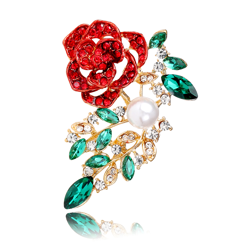 Estilo Vintage Señora Rosa Aleación Embutido Diamantes De Imitación Mujeres Broches display picture 2