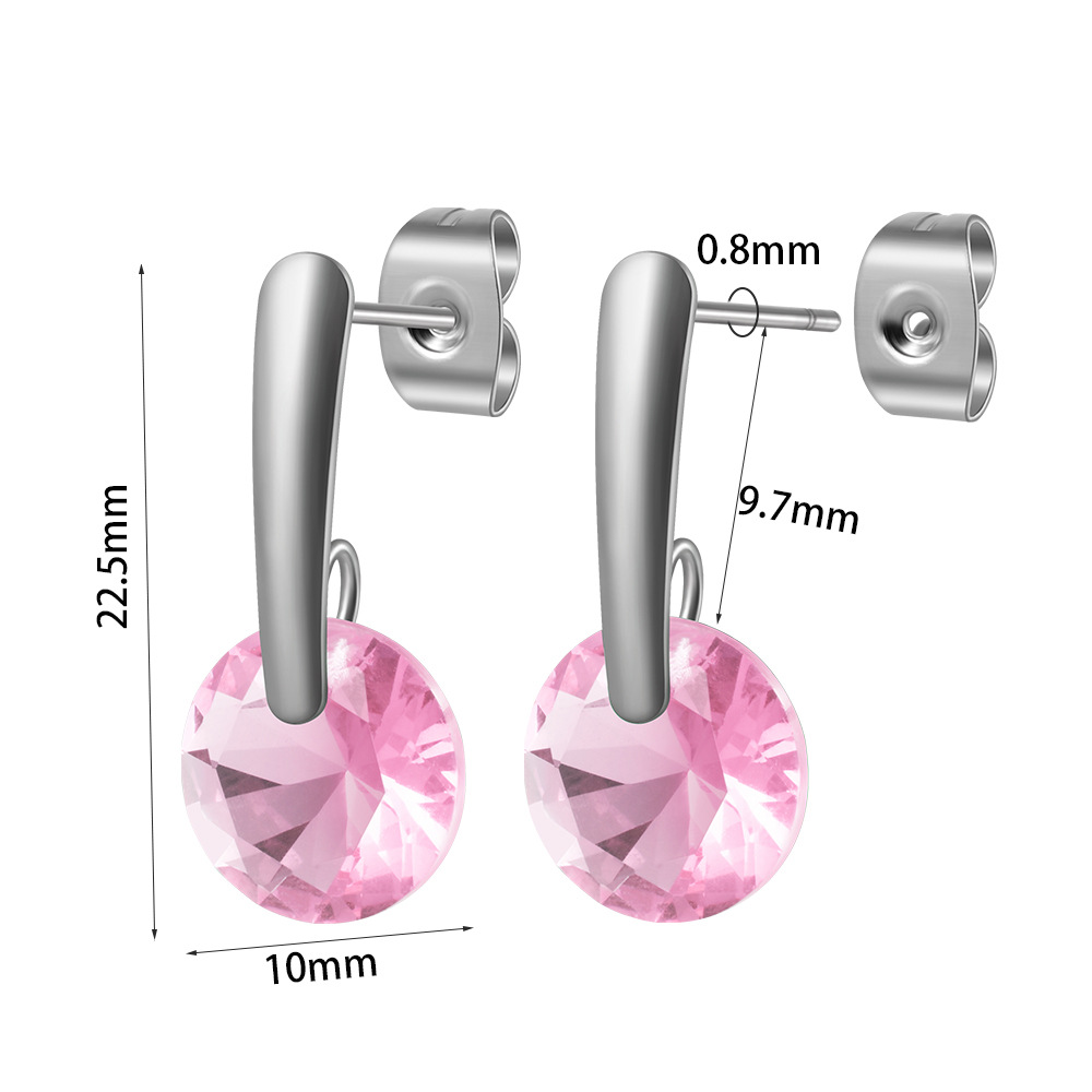 1 Paire Décontractée Mignon Rond Placage Incruster Acier Inoxydable Zircon Boucles D'oreilles display picture 2