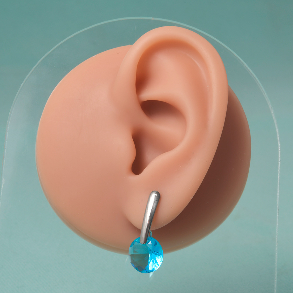 1 Paire Décontractée Mignon Rond Placage Incruster Acier Inoxydable Zircon Boucles D'oreilles display picture 6