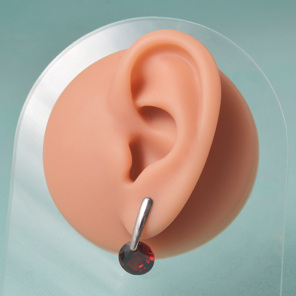 1 Paire Décontractée Mignon Rond Placage Incruster Acier Inoxydable Zircon Boucles D'oreilles display picture 7