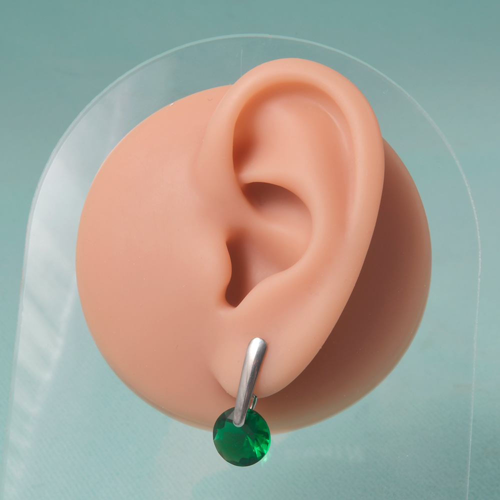 1 Paire Décontractée Mignon Rond Placage Incruster Acier Inoxydable Zircon Boucles D'oreilles display picture 8