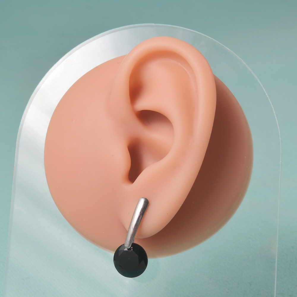 1 Paire Décontractée Mignon Rond Placage Incruster Acier Inoxydable Zircon Boucles D'oreilles display picture 9