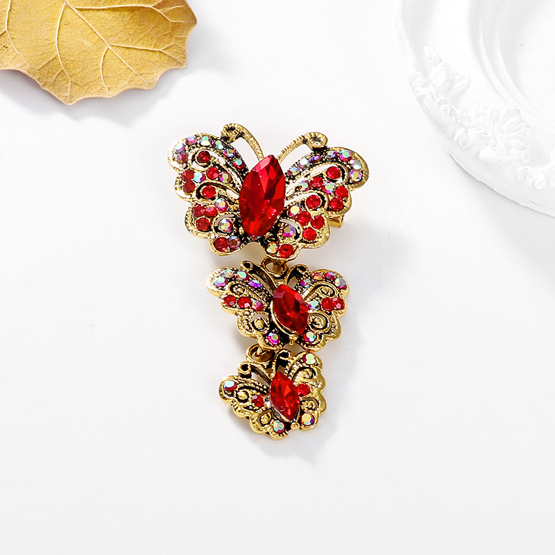 Elegant Vintage Style Butterfly Alloy Inlay Rhinestones Women's Brooches display picture 7