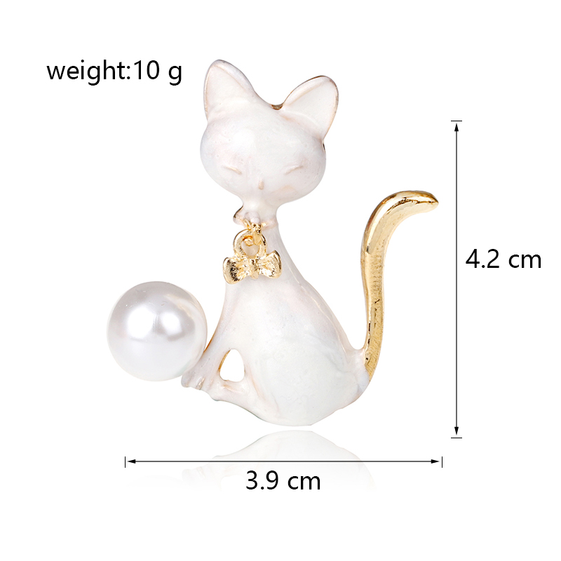 Cute Cat Alloy Inlay Artificial Pearls Unisex Brooches display picture 1