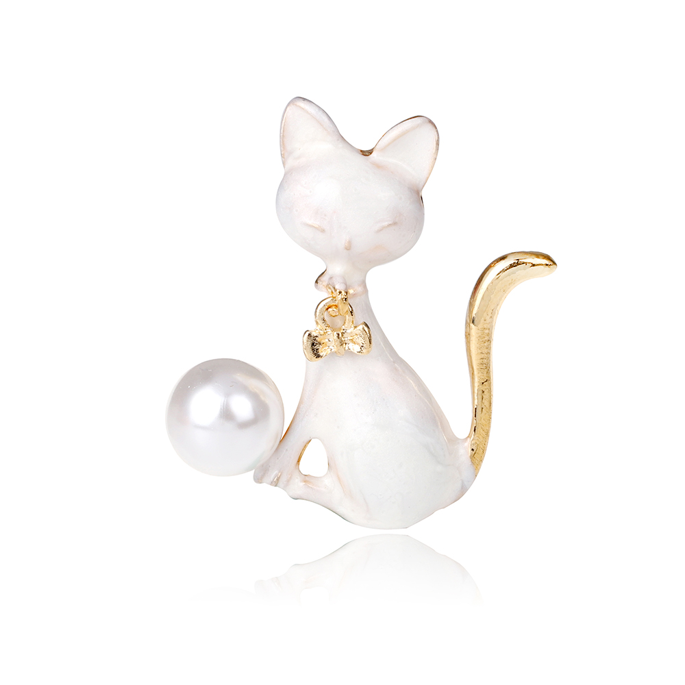 Cute Cat Alloy Inlay Artificial Pearls Unisex Brooches display picture 2