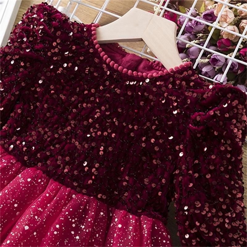 Princess Cute Solid Color Sequins Polyester Girls Dresses display picture 3